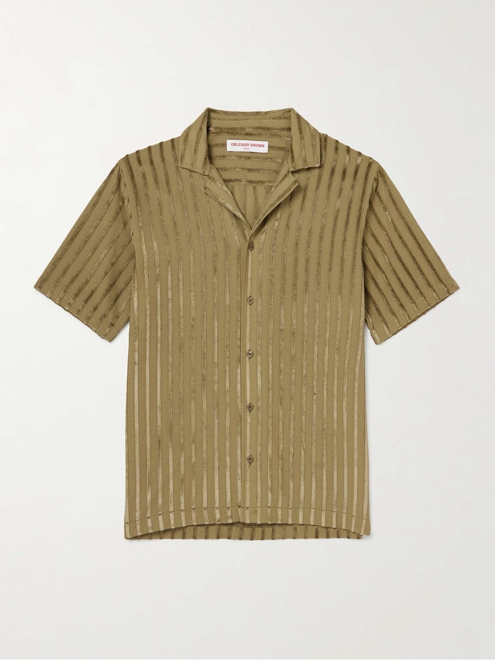 Orlebar Brown Maitan Capri Collar Chenille Jacquard Shirt, Agave Green, Size XL